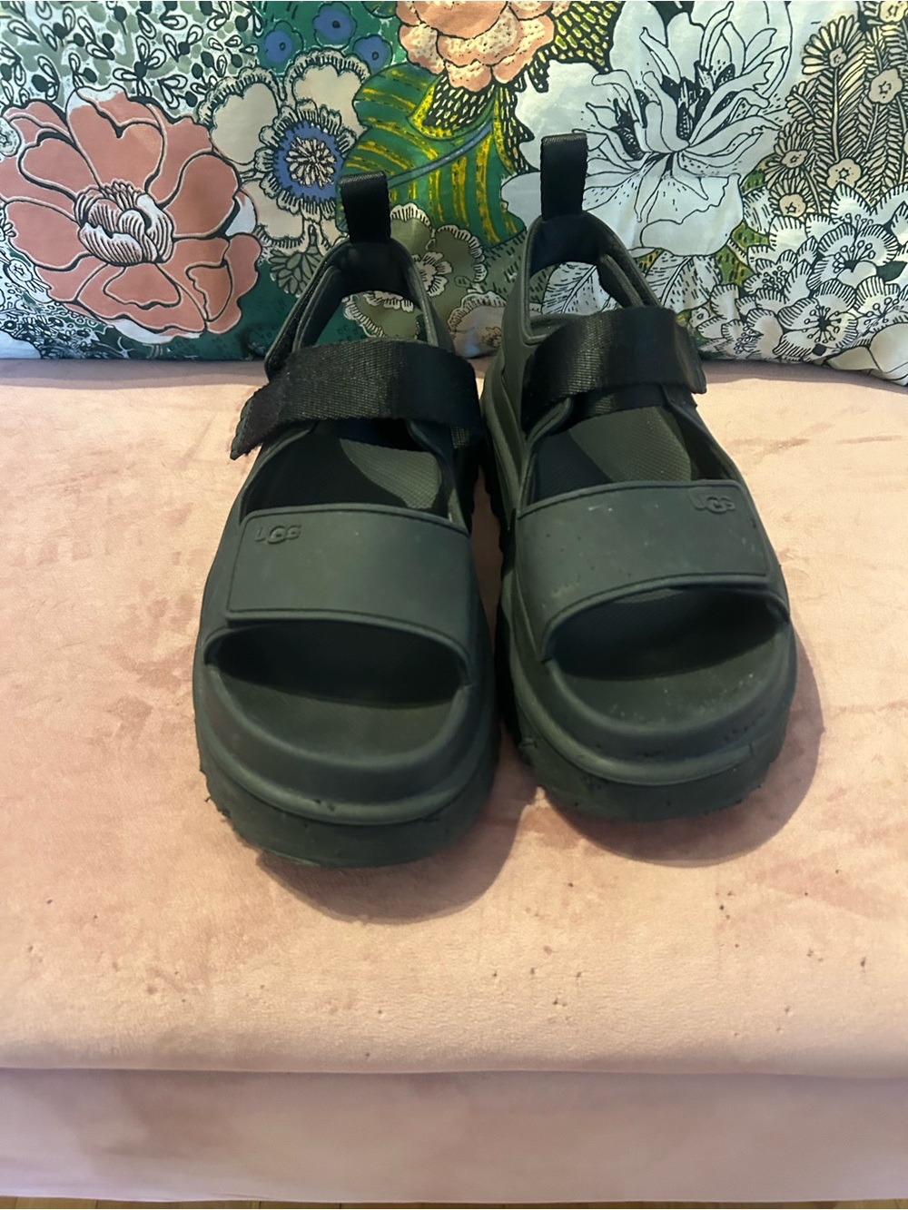 UGG Black Chunky Sport Sandals with Velcro Strap